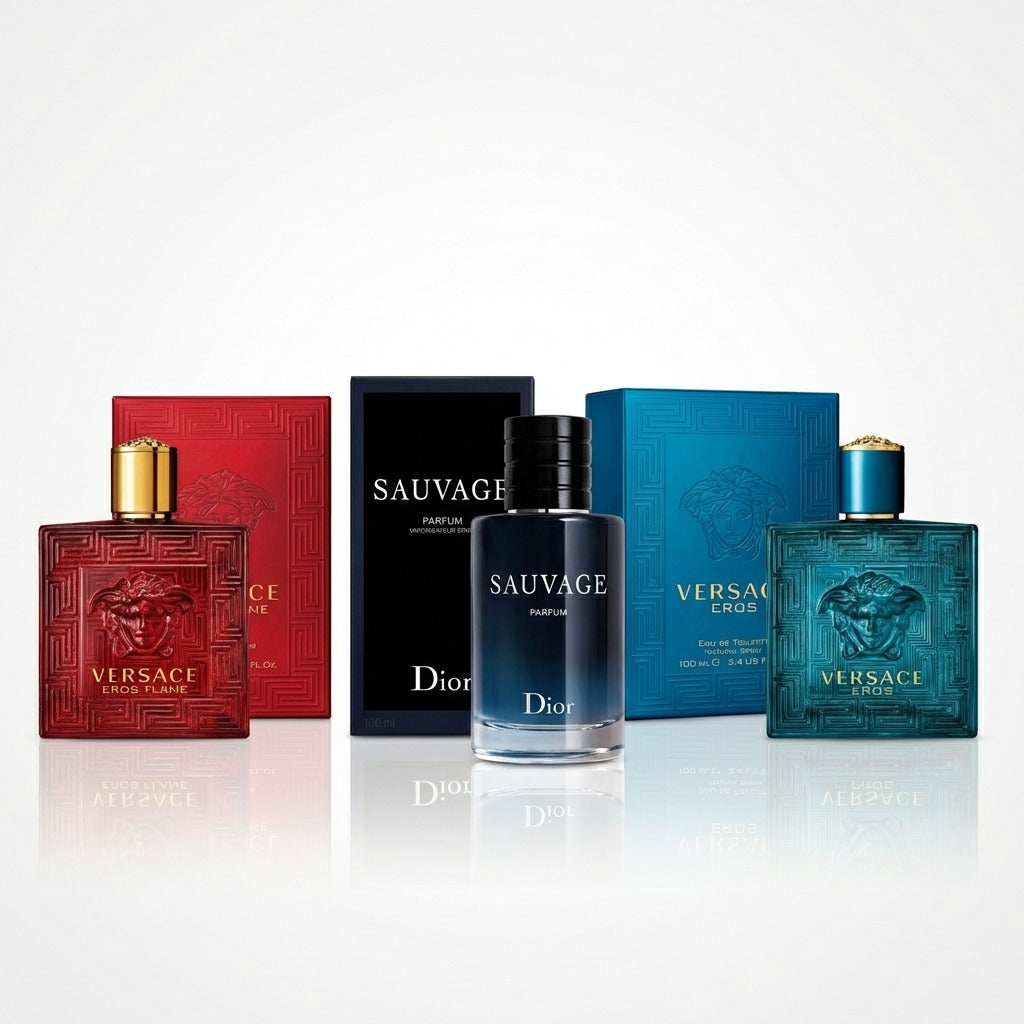 🔥 TRIPLE PACK LEGENDARIO: DIOR SAUVAGE + VERSACE EROS + EROS FLAME 🔥